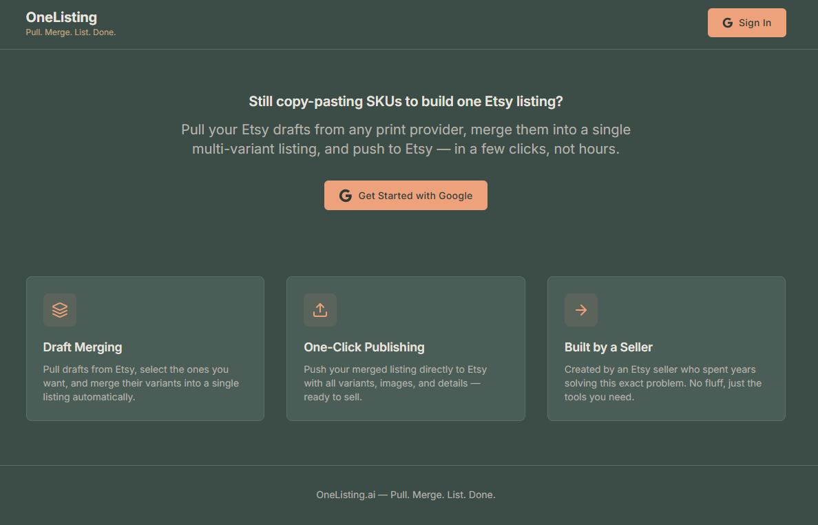 OneListing — Draft Merging, One-Click Publishing